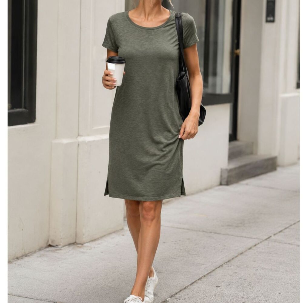 Madewell T-Shirt Dress Size XS Soft Stretch Side Slits Elevated Basics Casual